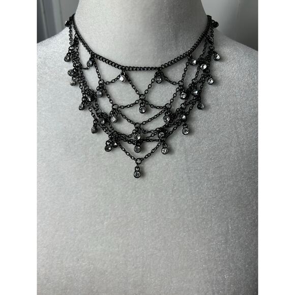 Cookie Lee NWT Beaded Cascade Necklace in Black - Picture 1 of 4